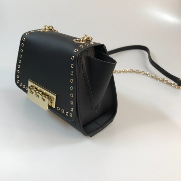 NWT Authentic ZAC Zac Posen Eartha Mini Grommet Chain Strap Crossbody in Black - Picture 5 of 10